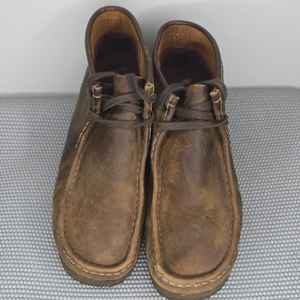 Clarks Wallabee Boot‎ Mens Dark Brown Suede Lace Up Chukkas Boots Size 8.5